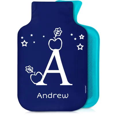 800ml with Alphabet Theme Navy Blue Soft Velvet Polyester Fabric (Personalised with Text)