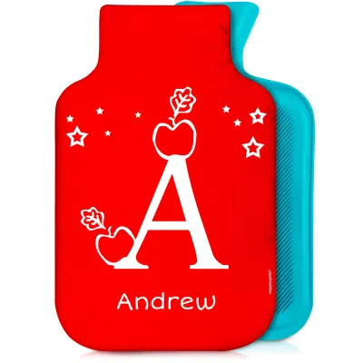 2 Litre with Alphabet Theme Red Soft Velvet Polyester Fabric (Personalised with Text)