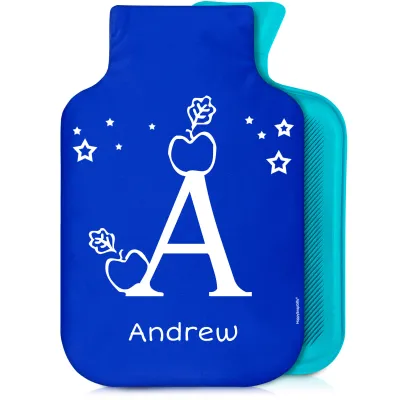 2 Litre with Alphabet Theme Royal Blue Soft Velvet Polyester Fabric (Personalised with Text)