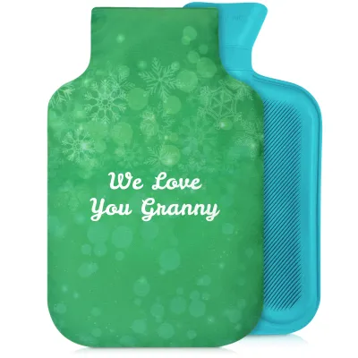 2 Litre - Snowflakes on Green Design Soft Velvet Polyester Fabric (Personalised with Text)