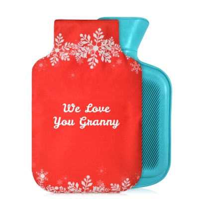 800ml - Snowflakes on Red Design Soft Velvet Polyester Fabric (Personalised with Text)