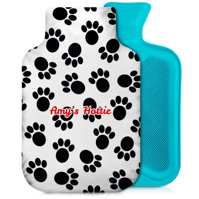 2 Litre - Paws Print Soft Velvet Polyester Fabric and Removable Cover (Personalised with Text)