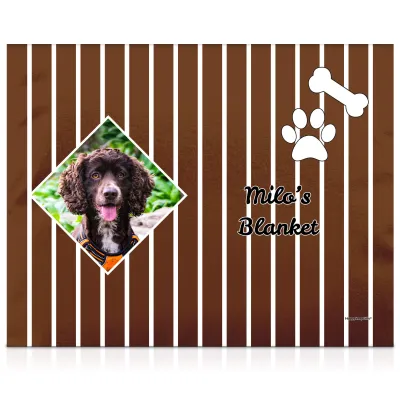 (75cm x 55cm) with Puppy Theme Brown Soft Velvet Polyester Fabric (Personalised with Text)