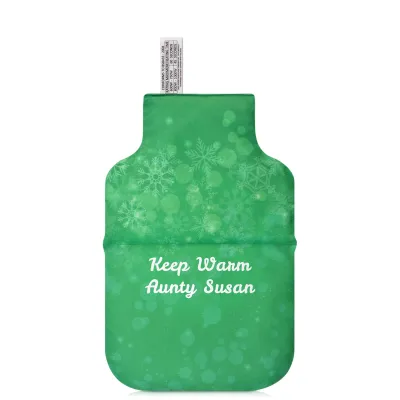 (27cm) - Snowflakes on Green Design Soft Velvet Polyester Fabric