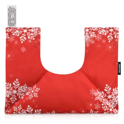 (37cm x 27cm) - Snowflakes on Red Design Soft Velvet Polyester Fabric Scented (Organic Lavender Buds) (Personalised with Text)