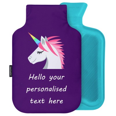 - 2 Litre (Random Coloured Bottle) - Unicorn Soft Velvet Polyester Fabric Removable Cover (Personalised with Text)