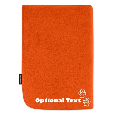 (100cm x 140cm) with Dog Paws Icon - Burnt Orange Fleece Fabric (Personalised with Text)