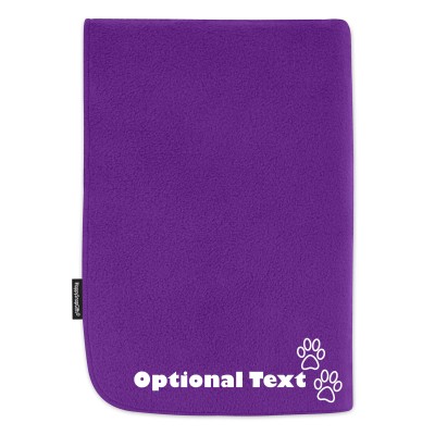 (100cm x 140cm) with Dog Paws Icon - Purple Fleece Fabric (Personalised with Text)