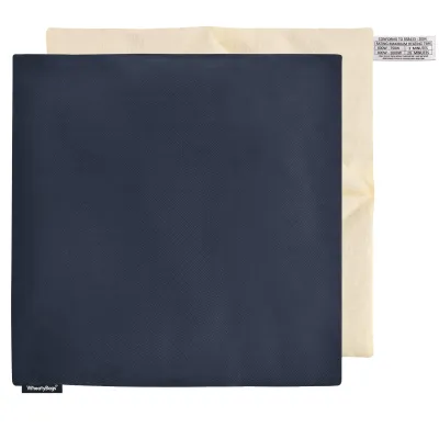 (34cm) - Navy Blue Cotton Fabric with Removable Cover (Personalised with Text)