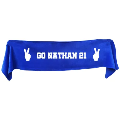 Large (145cm x 25cm) Two Fingers Theme - Royal Blue Fleece Fabric (Personalised with Text)
