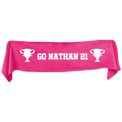Large (145cm x 25cm) Champions Theme - Hot Pink (Fuchsia) Fleece Fabric (Personalised with Text)