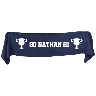 Large (145cm x 25cm) Champions Theme - Navy Blue Fleece Fabric (Personalised with Text)