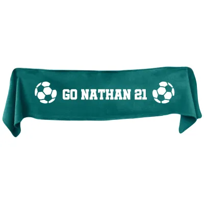 Large (145cm x 25cm) Football Theme - Dark Green Fleece Fabric (Personalised with Text)