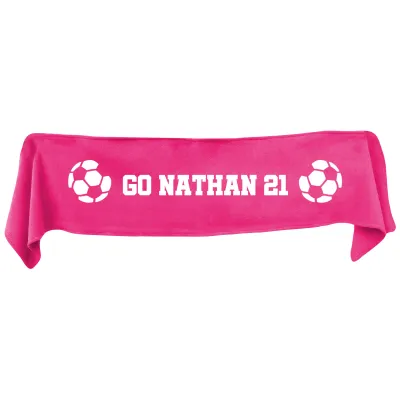 Large (145cm x 25cm) Football Theme - Hot Pink (Fuchsia) Fleece Fabric (Personalised with Text)