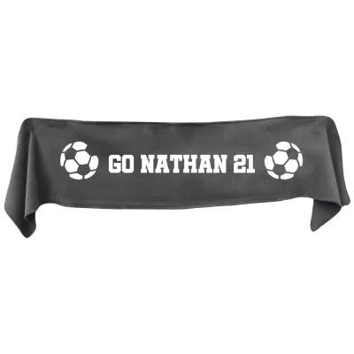 Large (145cm x 25cm) Football Theme - Grey Fleece Fabric (Personalised with Text)