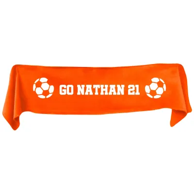Large (145cm x 25cm) Football Theme - Burnt Orange Fleece Fabric (Personalised with Text)