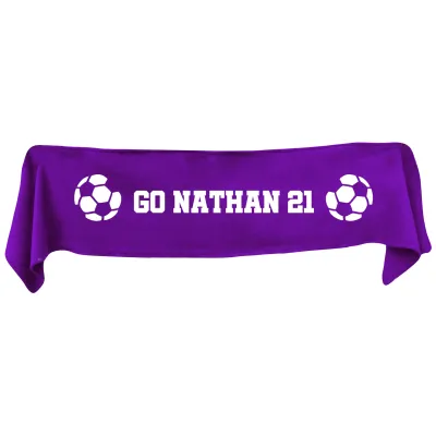 Large (145cm x 25cm) Football Theme - Purple Fleece Fabric (Personalised with Text)