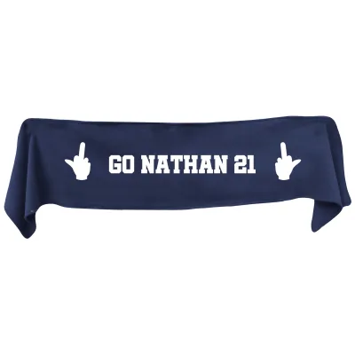 Large (145cm x 25cm) Middle Finger Theme - Navy Blue Fleece Fabric (Personalised with Text)