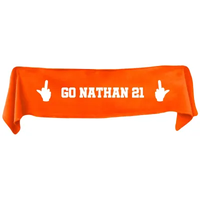 Large (145cm x 25cm) Middle Finger Theme - Burnt Orange Fleece Fabric (Personalised with Text)