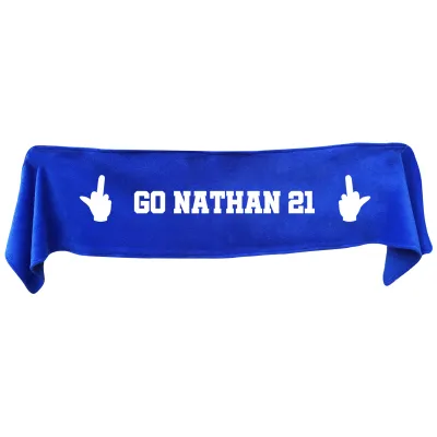 Large (145cm x 25cm) Middle Finger Theme - Royal Blue Fleece Fabric (Personalised with Text)