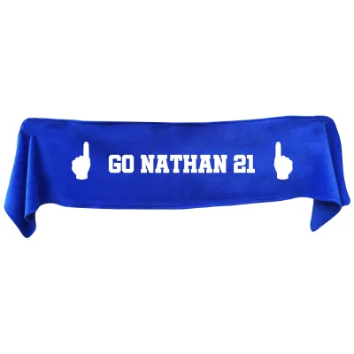 Large (145cm x 25cm) We Are No.1 Theme - Royal Blue Fleece Fabric (Personalised with Text)