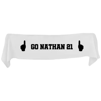 Large (145cm x 25cm) We Are No.1 Theme - White Fleece Fabric (Personalised with Text)