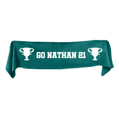 Medium (100cm x 20cm) Champions Theme - Dark Green Fleece Fabric (Personalised with Text)