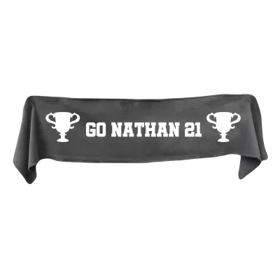 Medium (100cm x 20cm) Champions Theme - Grey Fleece Fabric (Personalised with Text)