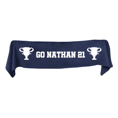 Medium (100cm x 20cm) Champions Theme - Navy Blue Fleece Fabric (Personalised with Text)