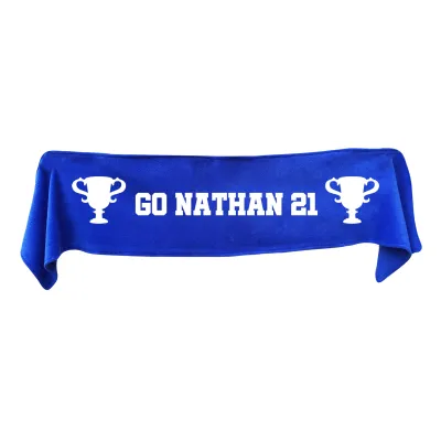 Medium (100cm x 20cm) Champions Theme - Royal Blue Fleece Fabric (Personalised with Text)