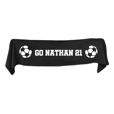 Medium (100cm x 20cm) Football Theme - Black Fleece Fabric (Personalised with Text)