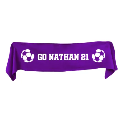 Medium (100cm x 20cm) Football Theme - Purple Fleece Fabric (Personalised with Text)