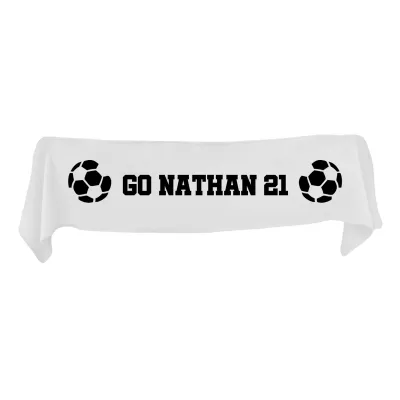 Medium (100cm x 20cm) Football Theme - White Fleece Fabric (Personalised with Text)