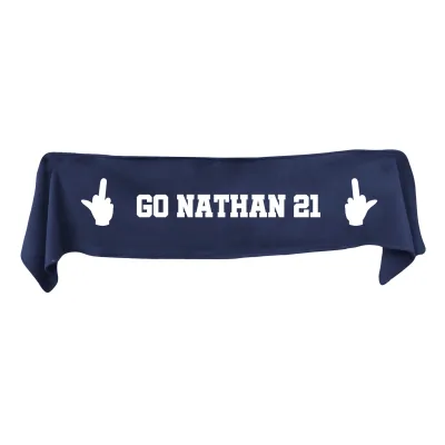 Medium (100cm x 20cm) Middle Finger Theme - Navy Blue Fleece Fabric (Personalised with Text)