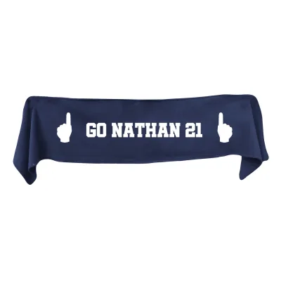 Medium (100cm x 20cm) We Are No.1 Theme - Navy Blue Fleece Fabric (Personalised with Text)