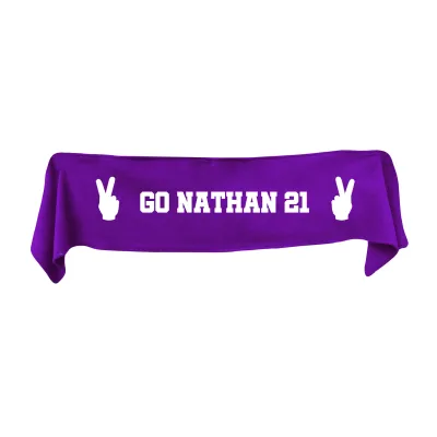 Small (75cm x 15cm) Two Fingers Theme - Purple Fleece Fabric (Personalised with Text)