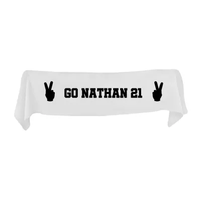 Small (75cm x 15cm) Two Fingers Theme - White Fleece Fabric (Personalised with Text)