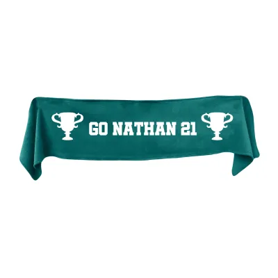 Small (75cm x 15cm) Champions Theme - Dark Green Fleece Fabric (Personalised with Text)