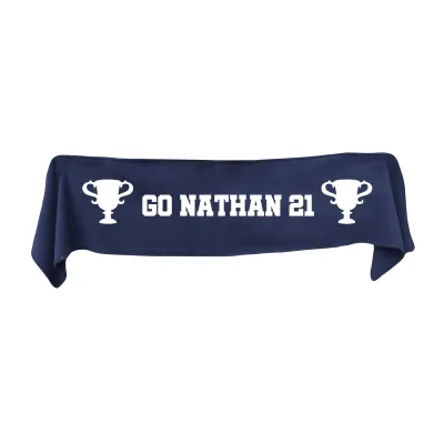 Small (75cm x 15cm) Champions Theme - Navy Blue Fleece Fabric (Personalised with Text)