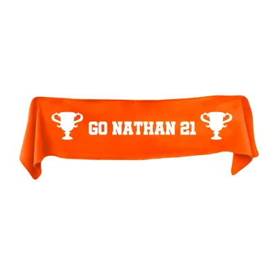Small (75cm x 15cm) Champions Theme - Burnt Orange Fleece Fabric (Personalised with Text)