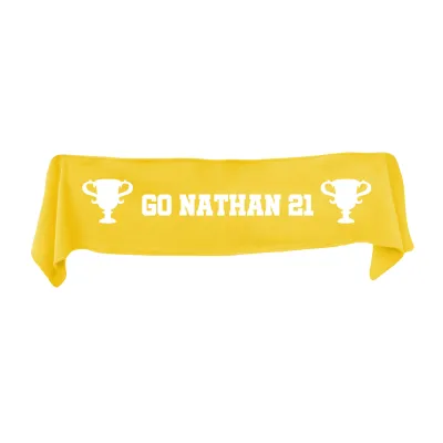 Small (75cm x 15cm) Champions Theme - Yellow Fleece Fabric (Personalised with Text)