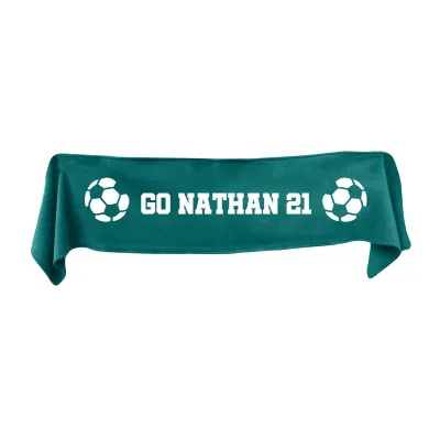 Small (75cm x 15cm) Football Theme - Dark Green Fleece Fabric (Personalised with Text)