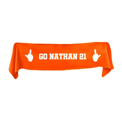 Small (75cm x 15cm) Middle Finger Theme - Burnt Orange Fleece Fabric (Personalised with Text)