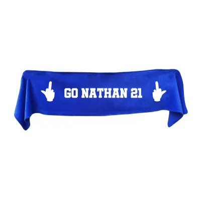Small (75cm x 15cm) Middle Finger Theme - Royal Blue Fleece Fabric (Personalised with Text)