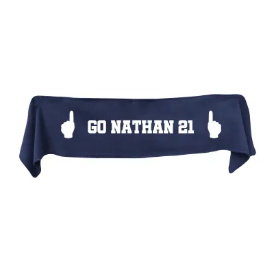 Small (75cm x 15cm) We Are No.1 Theme - Navy Blue Fleece Fabric (Personalised with Text)