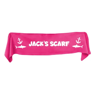 Medium (100cm x 20cm) with Sharks and Anchor Print - Hot Pink (Fuchsia) Fleece Fabric (Personalised with Text)