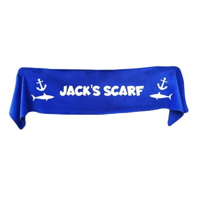 Medium (100cm x 20cm) with Sharks and Anchor Print - Royal Blue Fleece Fabric (Personalised with Text)