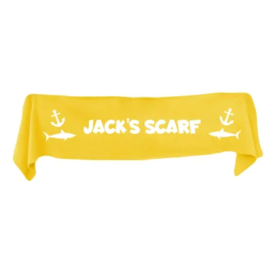 Medium (100cm x 20cm) with Sharks and Anchor Print - Yellow Fleece Fabric (Personalised with Text)
