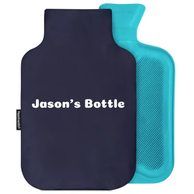2 Litre - Navy Blue Cotton Fabric with Removable Cover (Personalised with Text)