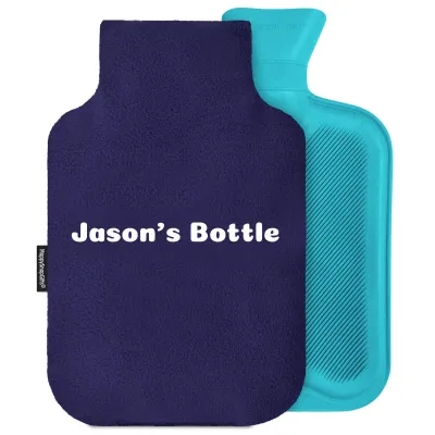 2 Litre - Navy Blue Fleece Fabric with Removable Cover (Personalised with Text)